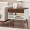 Costway Nightstand End Side Table Drawer Storage Shelf Mid-Century Rubber Wood Leg